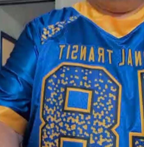 Customer photo review of Custom Royal Gold-Navy Drift Fashion Mesh Authentic Football Jersey