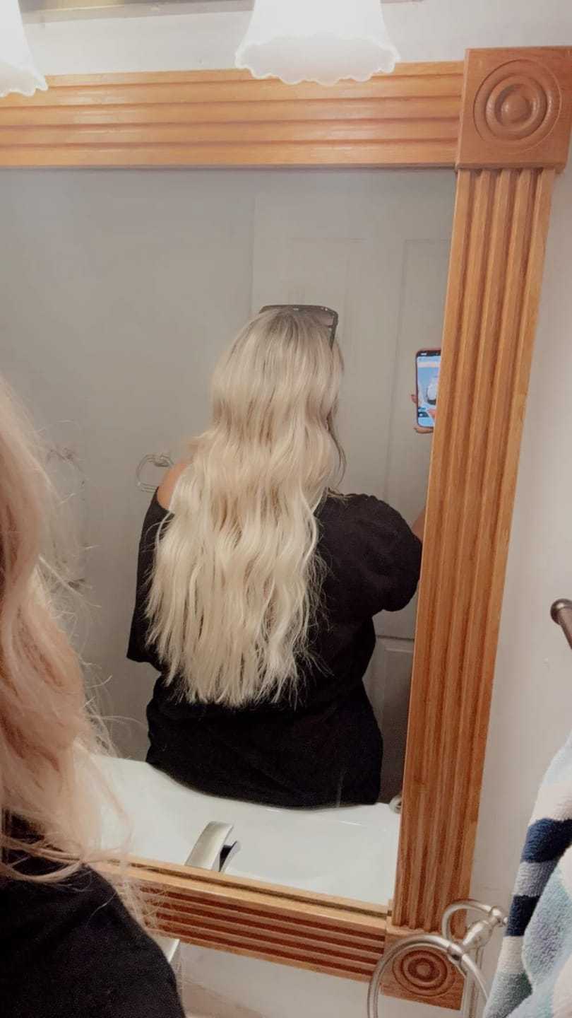 Customer photo review of [U-Tip Upgrade] Virgin Fusion Hair Light Blonde K Tip Hair Extensions #60