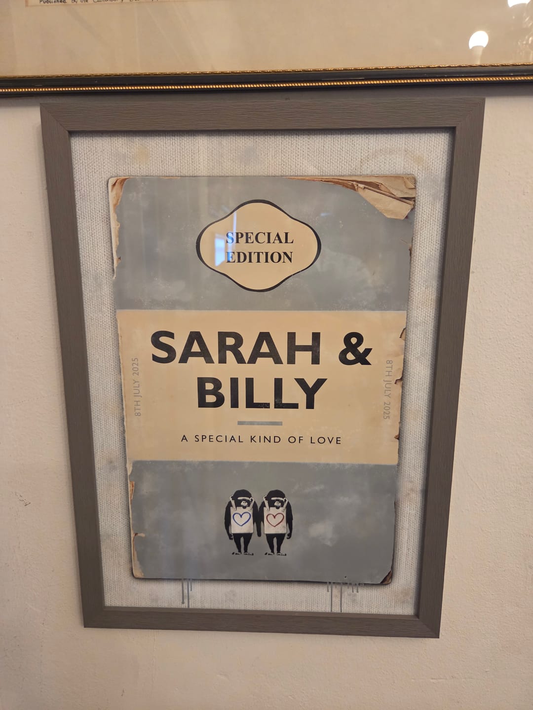 Customer photo review of Personalised Book Cover Art Print (Couples Edition)