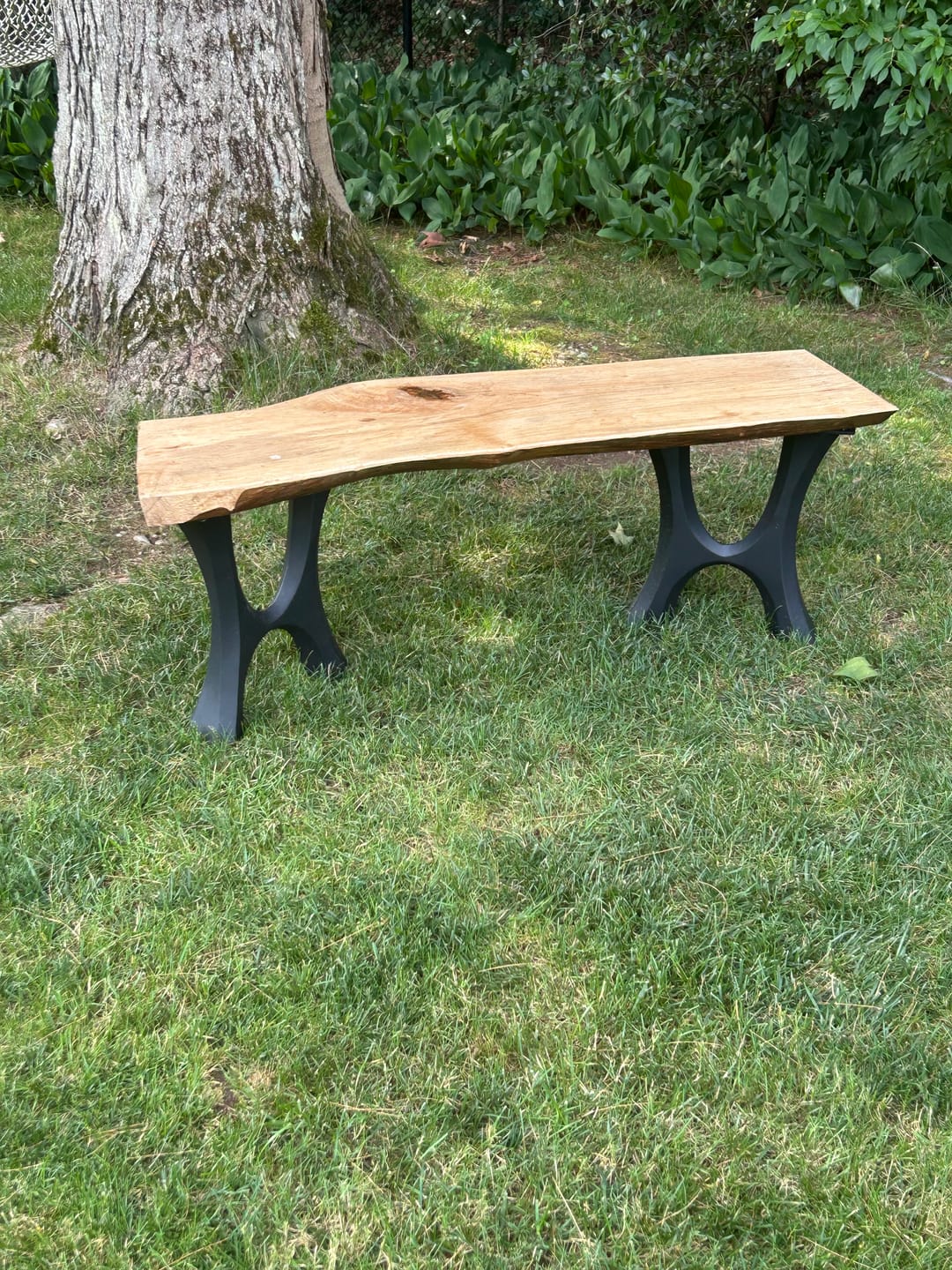 Customer photo review of Bench Legs 103 Haru 16H for Dining Live Edge Tabletop