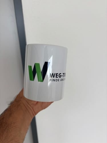 Customer photo review of TassenExpress - Becher Keramik Tasse mit Logo bedruckt 325ml Firmenlogo