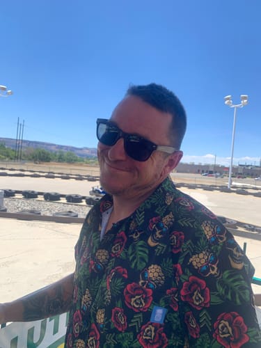 Customer photo review of 21 Pineapples "Skull Chevron" Button Up