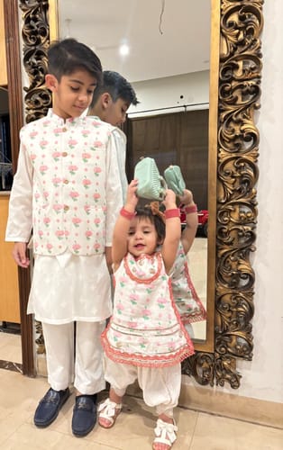 Customer photo review of Pink Lotus Block Printed Waistcoat