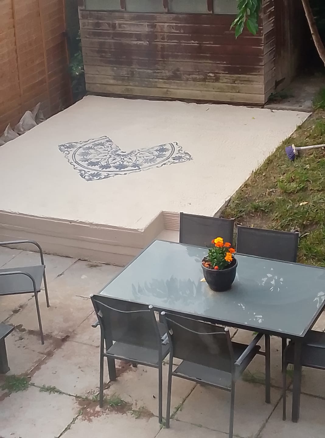 Customer photo review of Varanasi Patio Stencil - Square Slabs