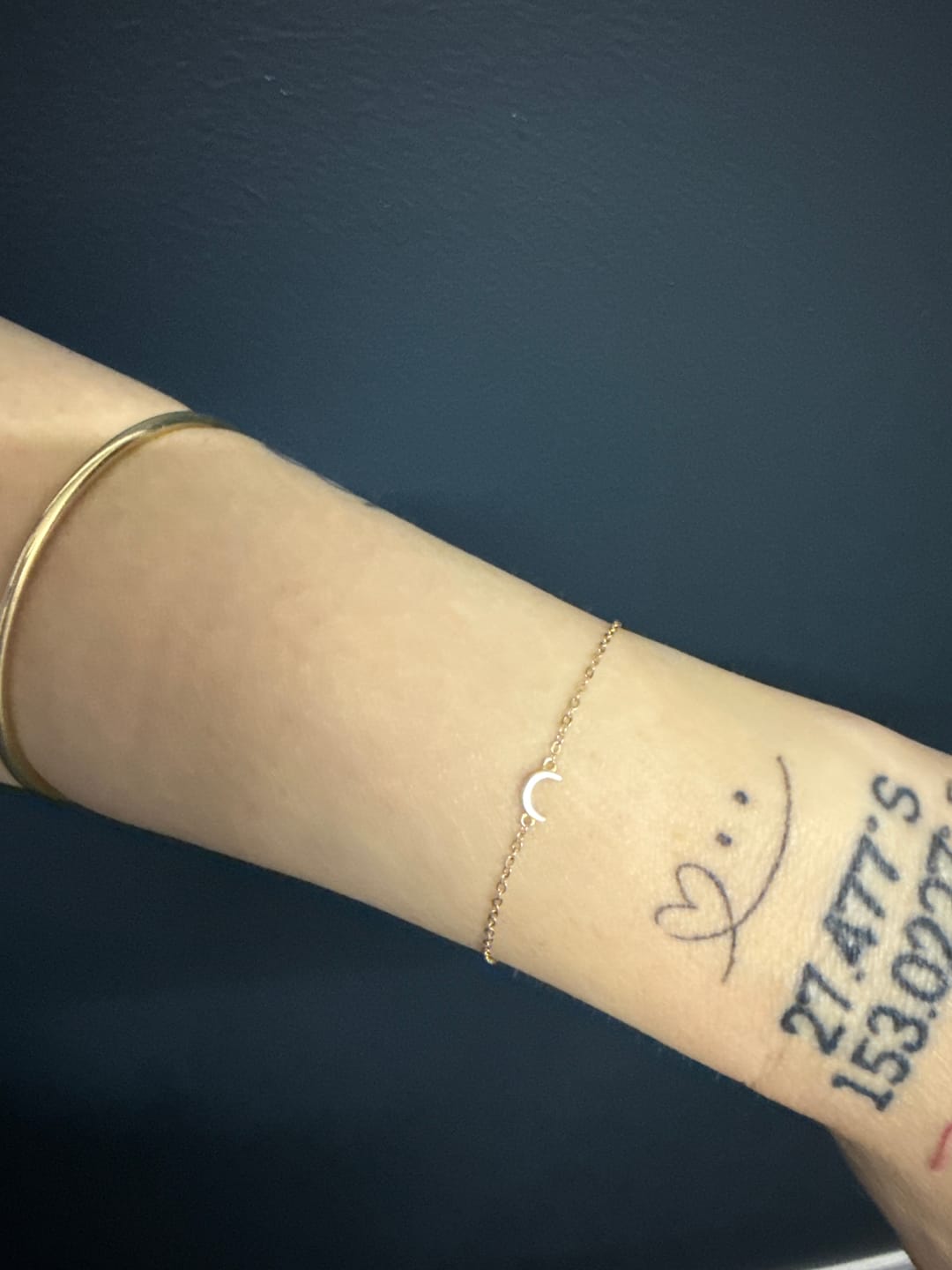 Customer photo review of Sideways Single Initial Letter Bracelet