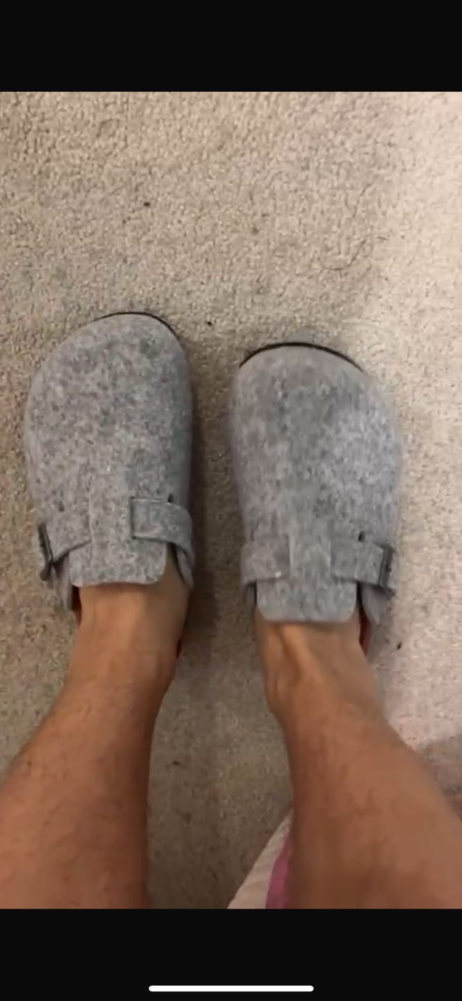 Customer photo review of Taro Recycled Felt Footbed Shoes