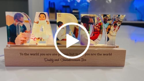 Customer video review of Daddy To Us You Are The World Photo Collage - Personalized LED Night Light