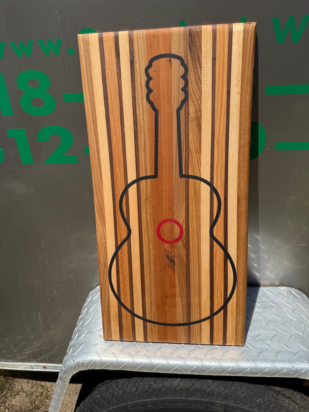 Customer photo review of 20.0x9.5" Acoustic Guitar Serving Board Acrylic Router Template