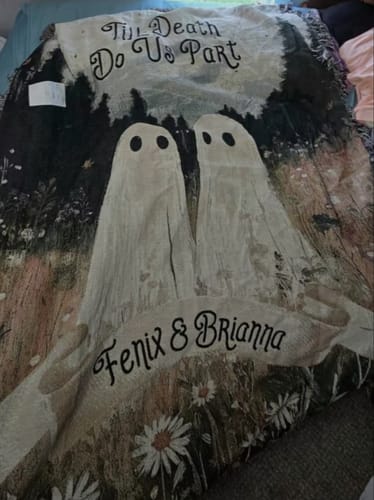 Customer photo review of Till Death Do Us Part - Ghost Wild Flower Personalized Woven Blanket