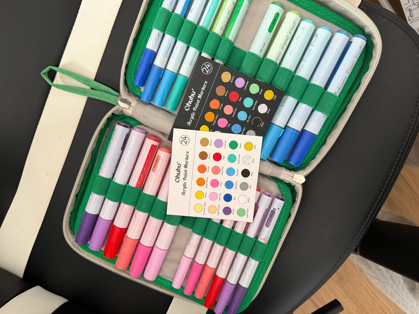 Customer photo review of Ohuhu Acrylic Markers 24 Colors 48 Pack
