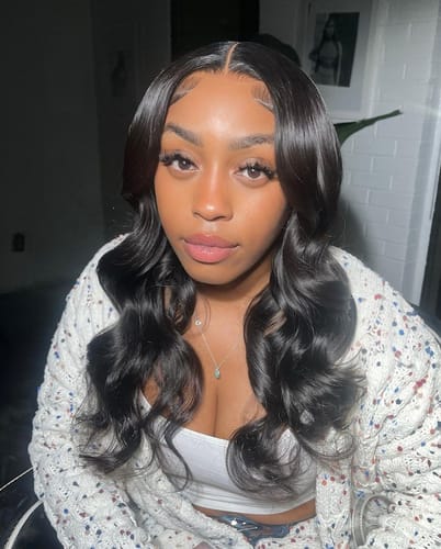 Customer photo review of Loose Body Wave Glueless Wig Invisible Small Knots 5x5 Swiss HD Pre-Cut Lace 180% Density