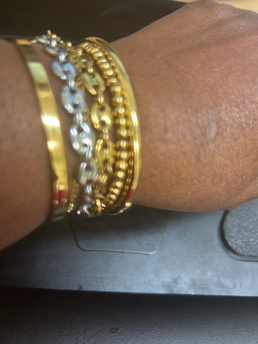 Customer photo review of Everyday Stackable Halo Bangle