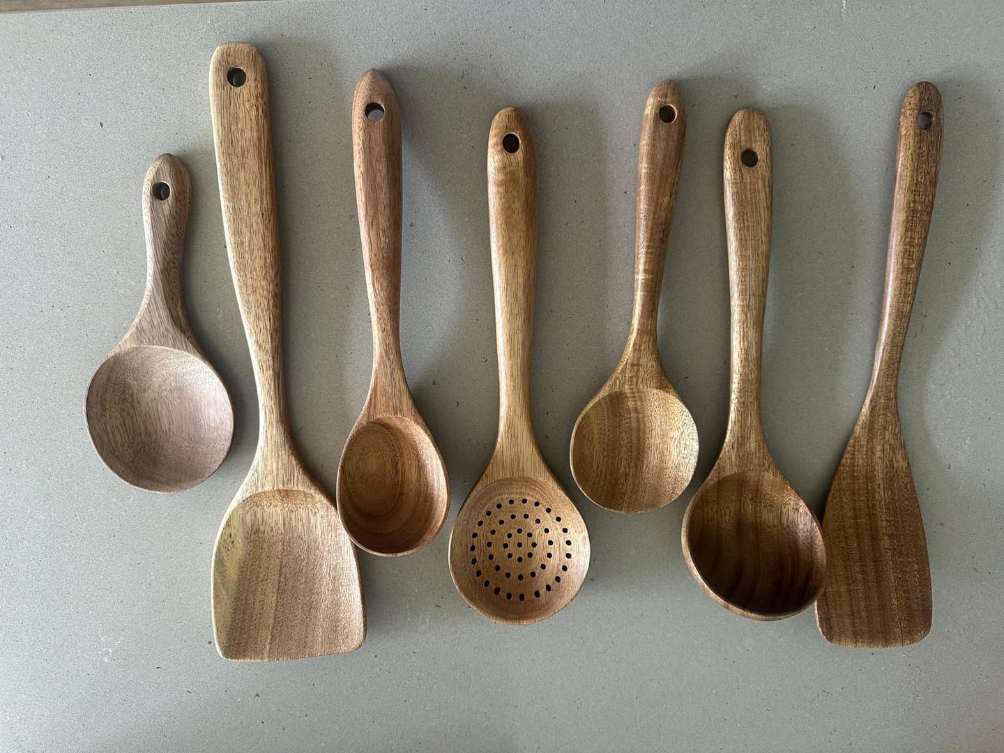 Customer photo review of Natural Teak Wooden Utensil Set - 50% OFF Sale