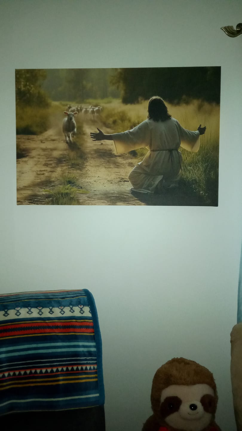 Customer photo review of Lamb Runs to Jesus Wall Art Canvas