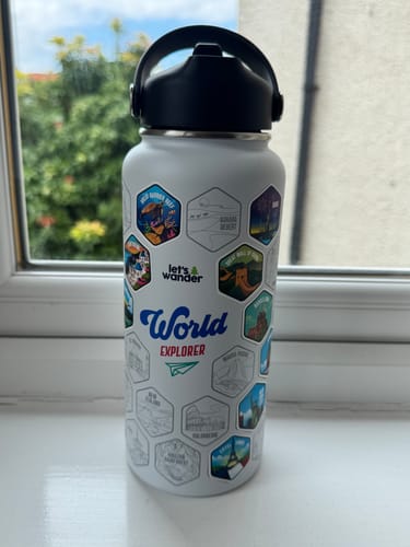 Customer photo review of Let's Wander™ World Explorer Water Bottle + Stickers