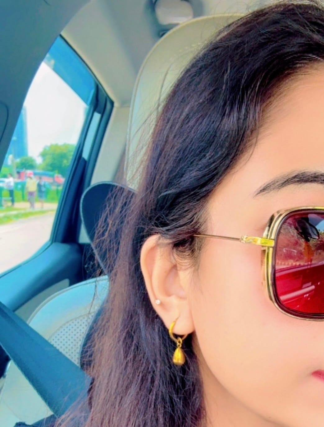 Customer photo review of Stones Sparkle Dangle Earrings