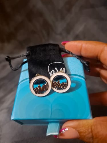 Customer photo review of Silver & White Diva Studs