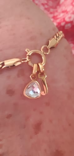 Customer photo review of Letter & birthstone bracelet gold