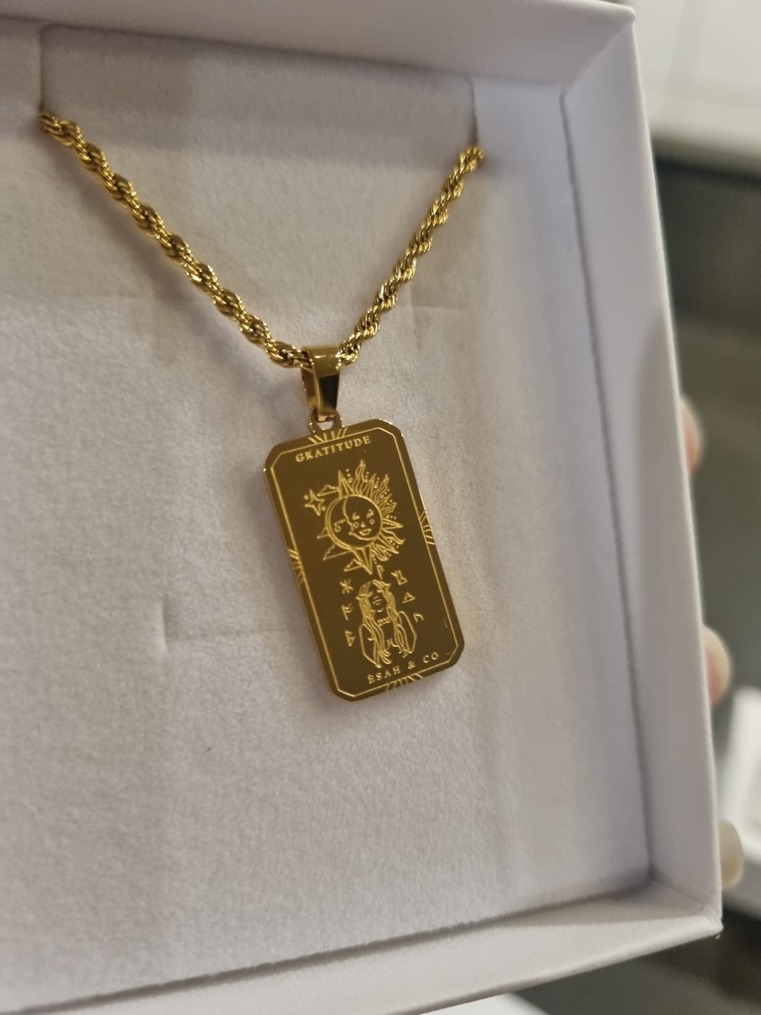 Customer photo review of GRATITUDE Affirmation Necklace