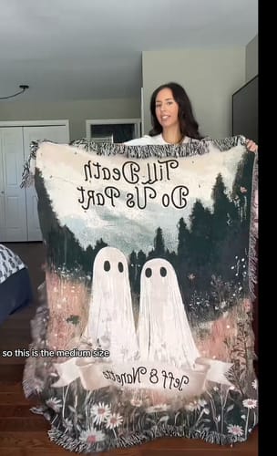 Customer photo review of Till Death Do Us Part - Ghost Wild Flower Personalized Woven Blanket