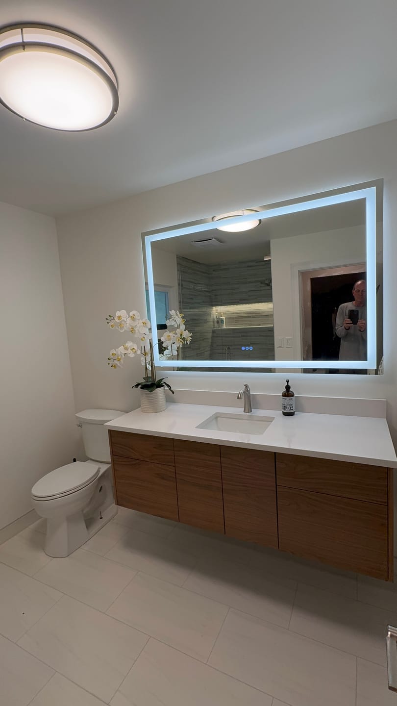 Customer photo review of Austin 60" Wall Mount American Black Walnut Bathroom Vanity