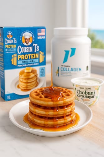 Customer photo review of Cousin T's Gourmet Protein Original Pancake Mix