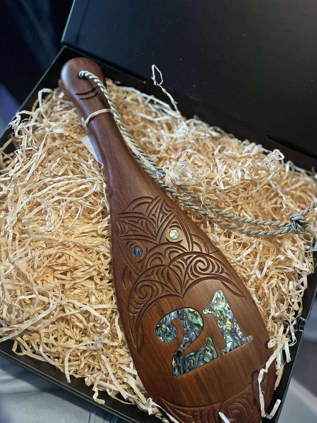 Customer photo review of Maori 21st Birthday Patu Inlaid With Paua Shell