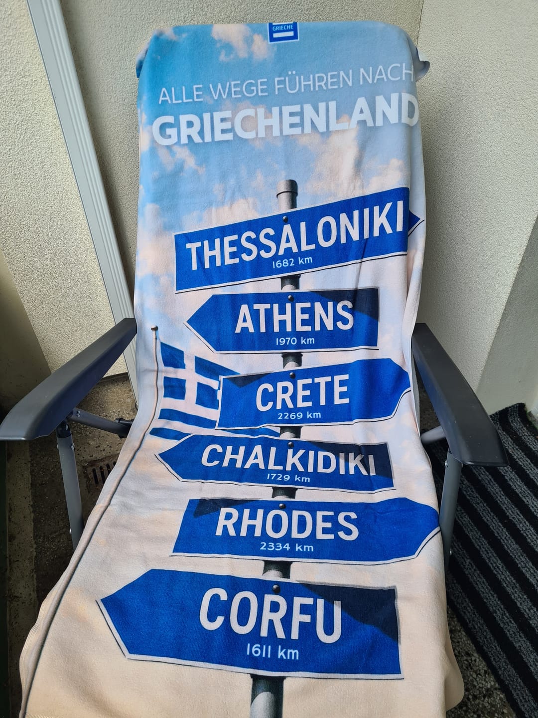 Customer photo review of Alle Wege führen nach Griechenland – Strandtuch