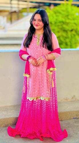 Customer photo review of Kamal Phool – Pink & Gold Tilla Work Dress