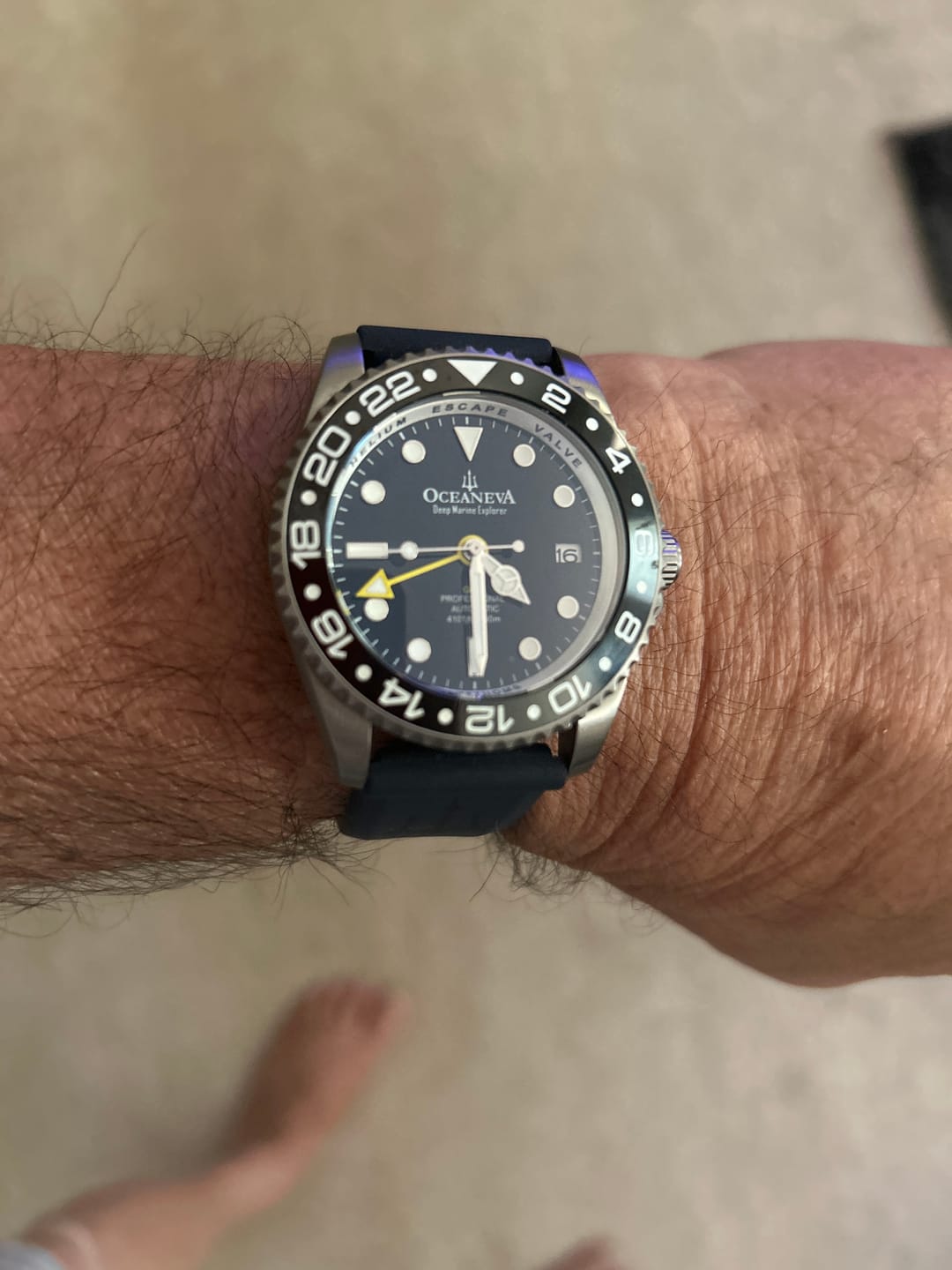 Customer photo review of Oceaneva Men's GMT TITANIUM Automatic Deep Marine Explorer 1250M Black Ceramic Bezel Watch