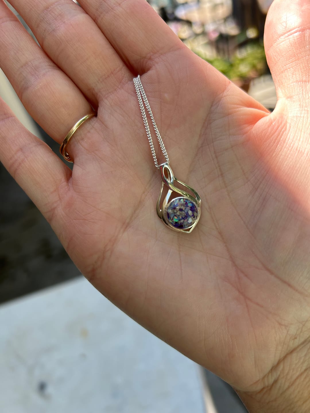 Customer photo review of Celtic Drop Cremation Pendant