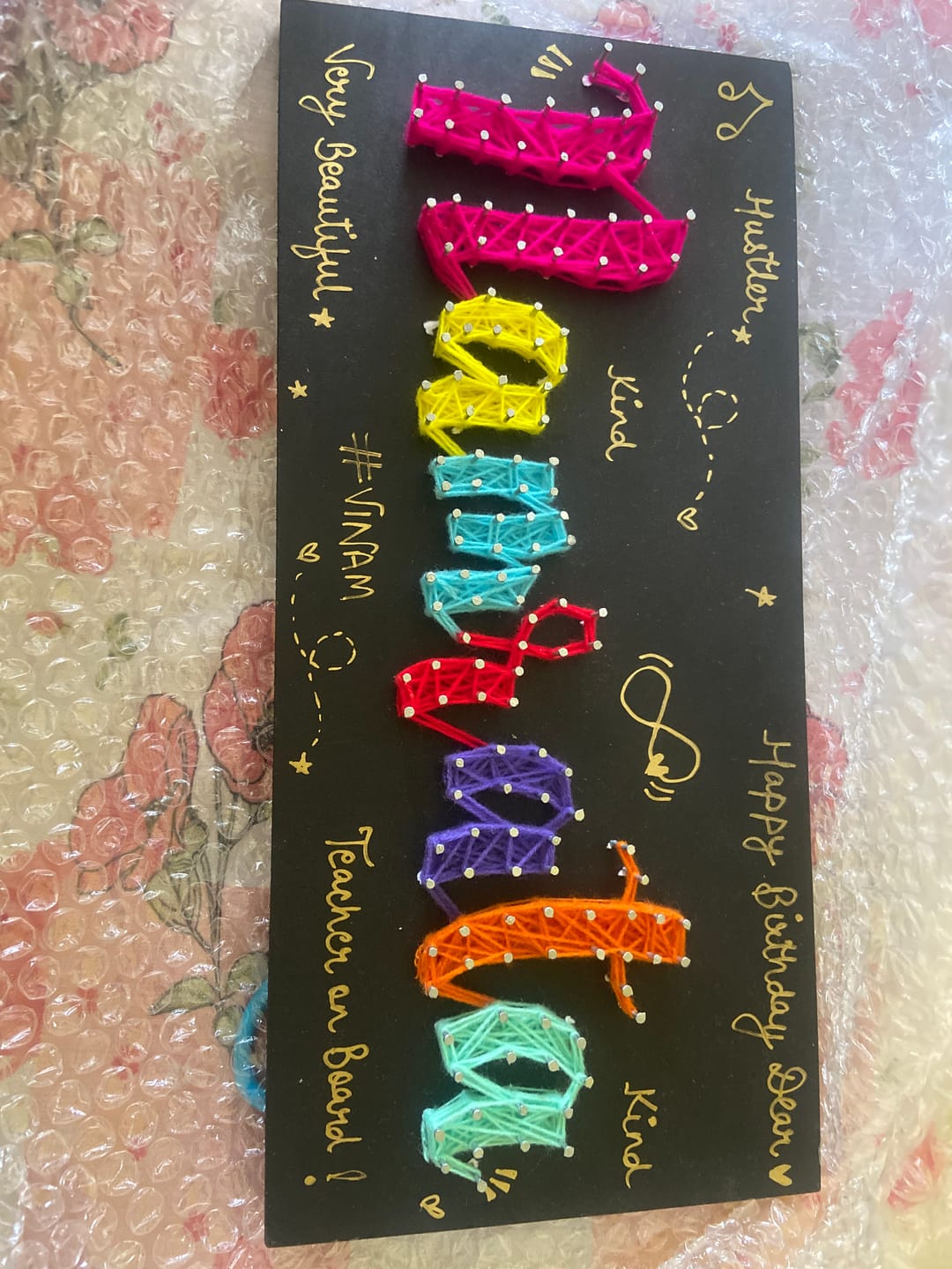 Customer photo review of Artsy- Customised Mini Nameplate String Art