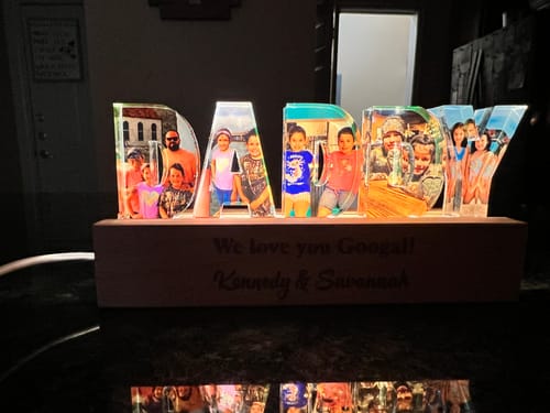 Customer photo review of Daddy To Us You Are The World Photo Collage - Personalized LED Night Light