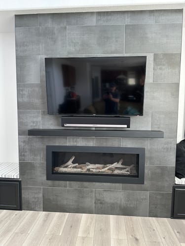 Customer photo review of Custom Metal Floating Mantel Shelf: Non-Combustible, 25+ Finishes, Any Size