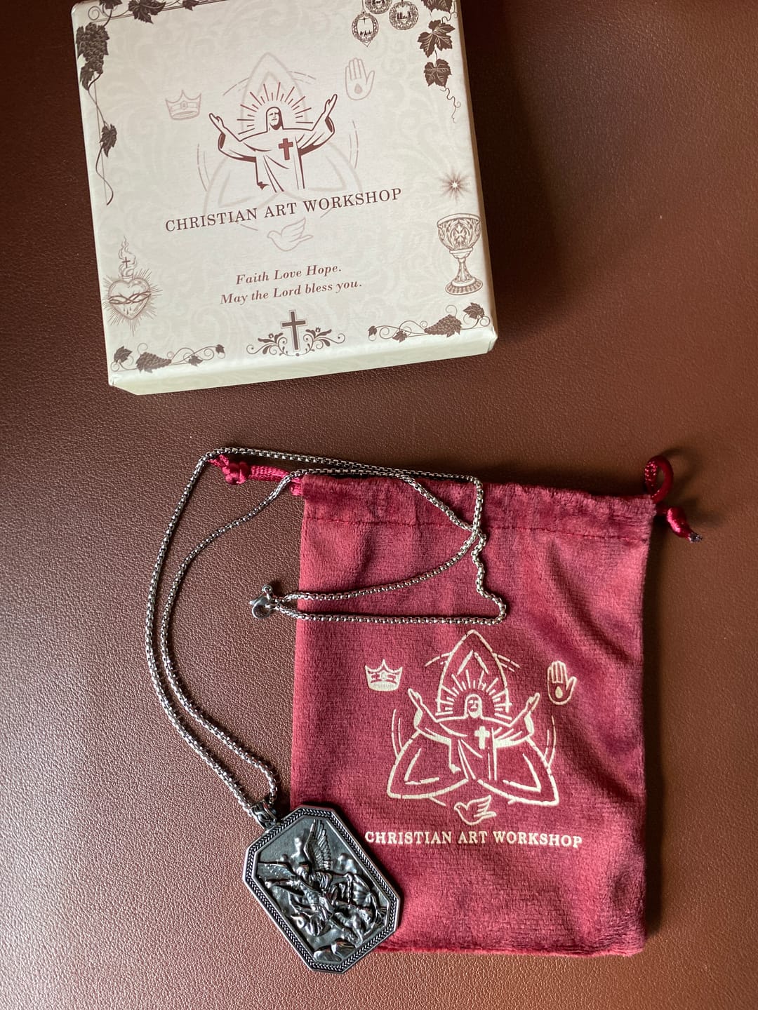 Customer photo review of FREE Today: Classic Style St. Michael the Archangel Protection Stainless Steel Pendant Necklace