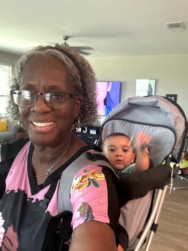 Customer photo review of Luvwin 5x5 Deep Curly Salt And Pepper Glueless Gray Color Pre-Cut Lace Bob Wig