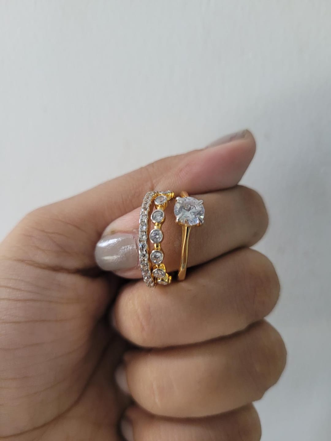 Customer photo review of Adira Stackable Diamond Rings 92.5 Sterling Silver