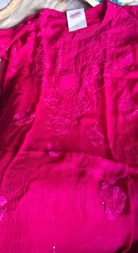 Customer photo review of Hoor Deep Pink Pure Chiffon Kurta
