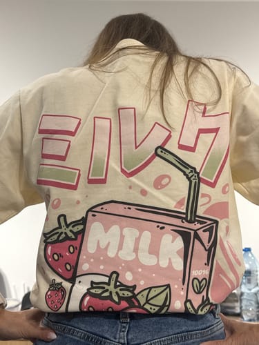 Customer photo review of Strawberry Milk Back T-Shirt