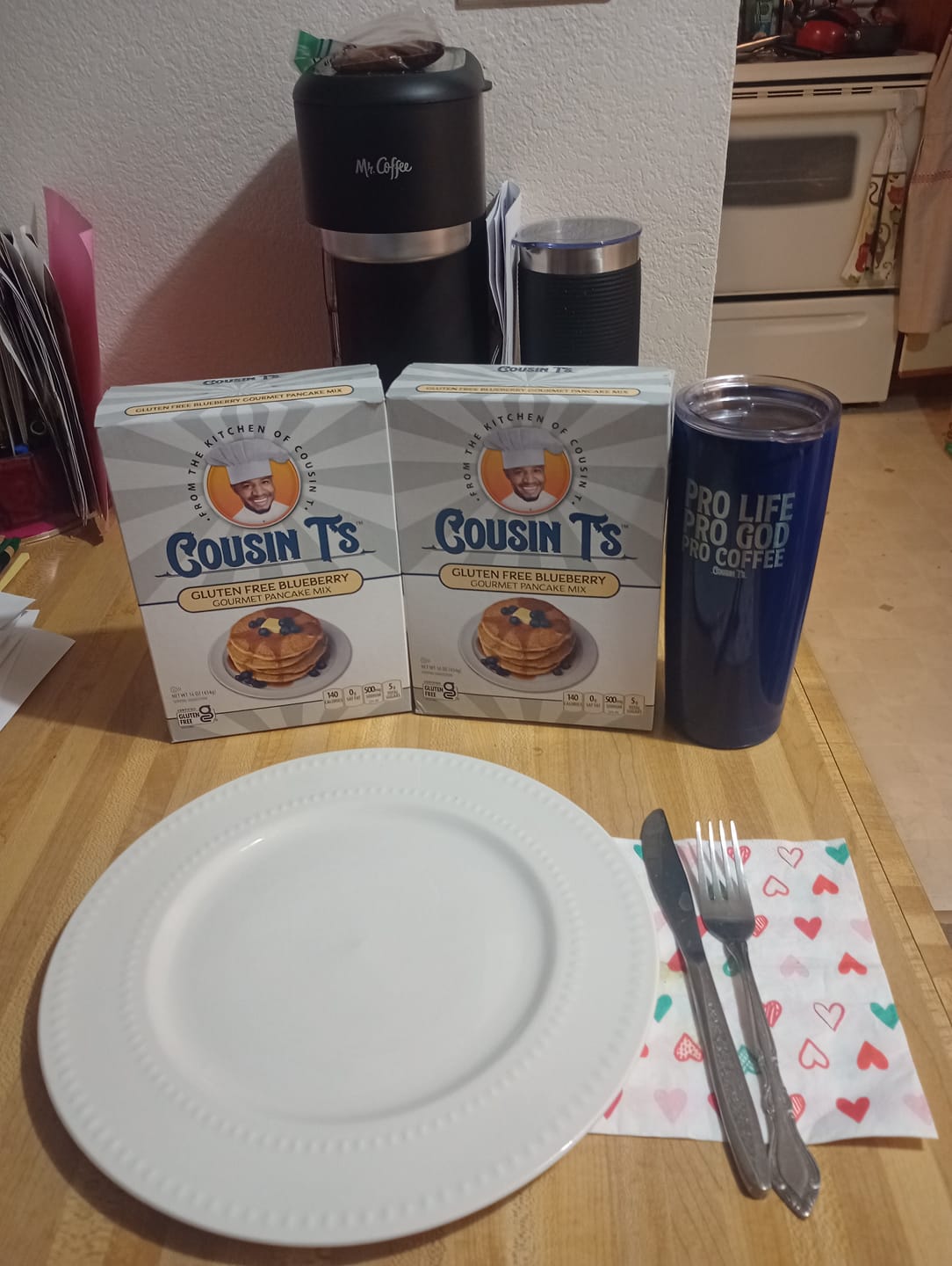 Customer photo review of Cousin T's Gourmet Gluten Free Blueberry Pancake Mix