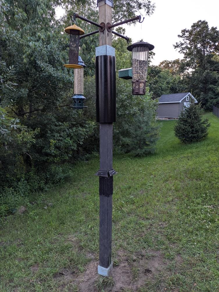 Customer photo review of Raccoon & Squirrel Baffle 4x4 Post-Mount