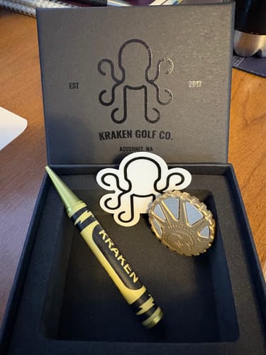 Customer photo review of 🗽 Liberty Brass Golf Ball Marker - EDC Edge with Aluminum Inlays (Limited to 50)