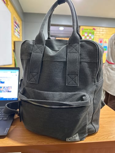 Reseña con foto de un cliente sobre Mochila Notebook Jeans Back To School