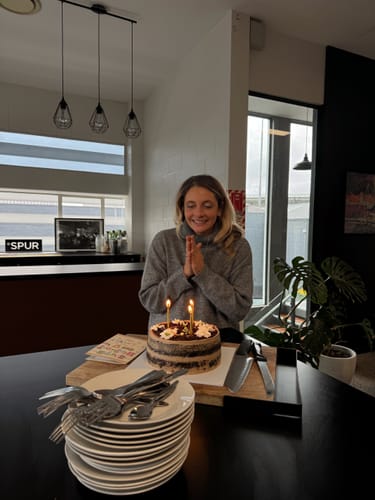 Customer photo review of double chocolate cake