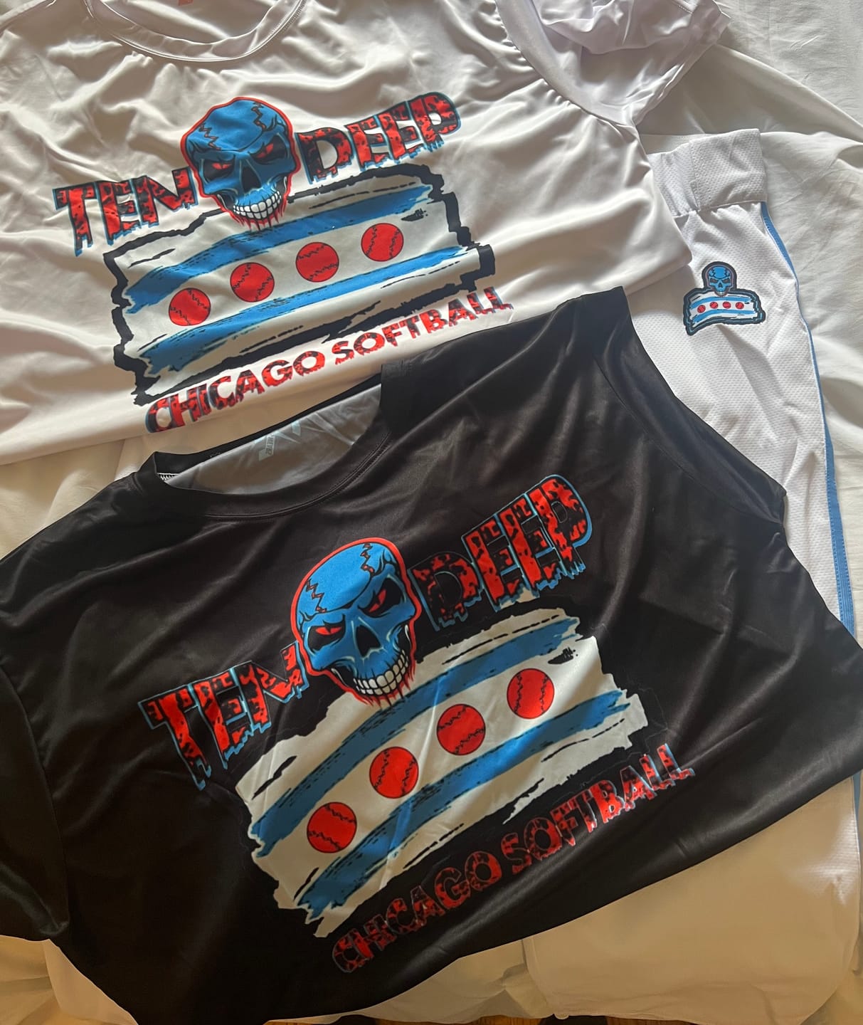 Customer photo review of Custom White Powder Blue Classic Fit Stretch Practice Loose-fit Baseball Pants