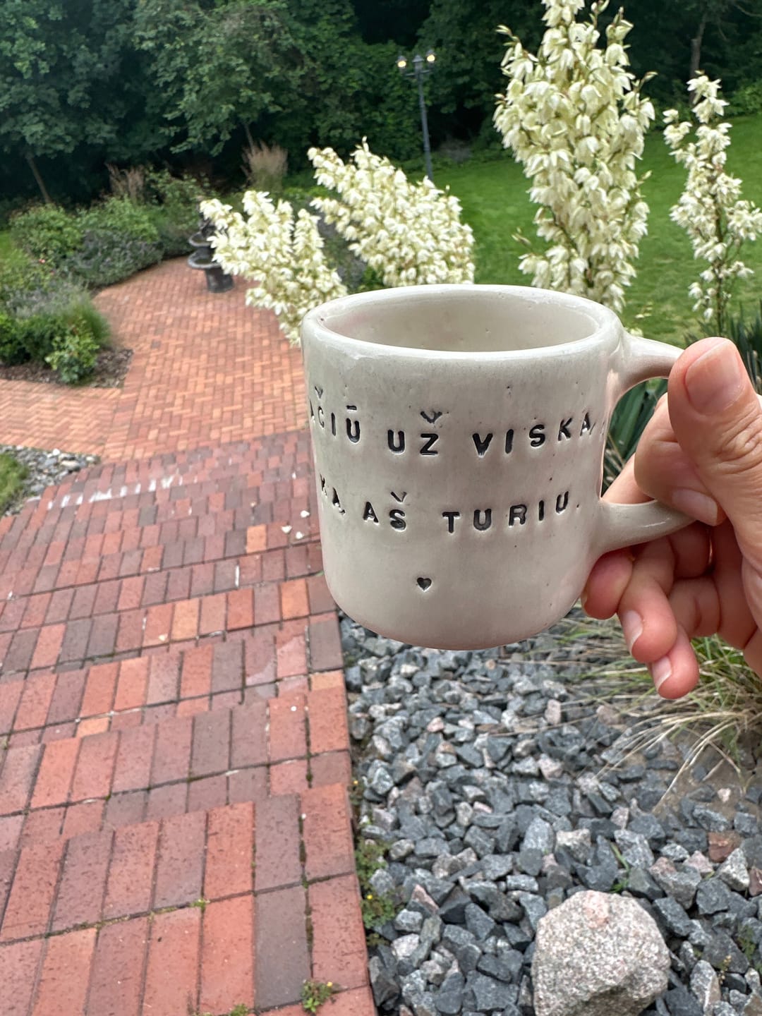 Customer photo review of Pale mug with words of gratitude