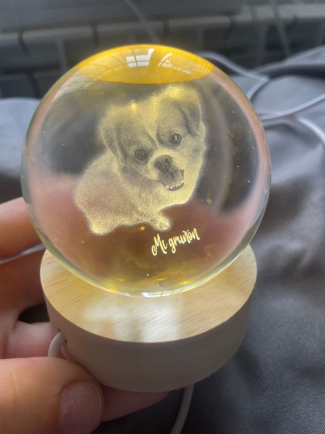 Customer photo review of Esfera de cristal personalizable