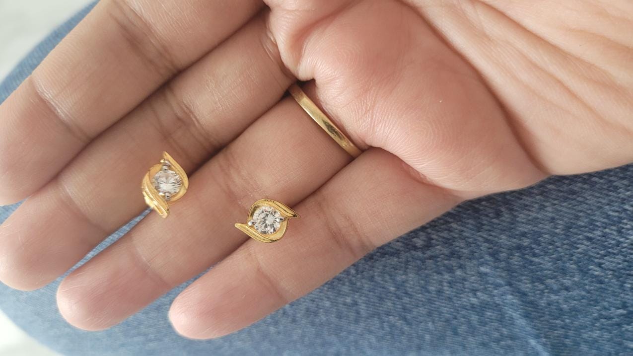 Customer photo review of Sparkle Eye Studs in 92.5 Sterling Silver