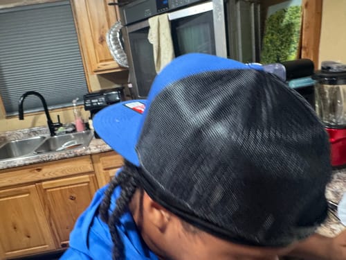 Customer photo review of Flat Bill Seven-Panel Leather Patch Hat - Richardson 168