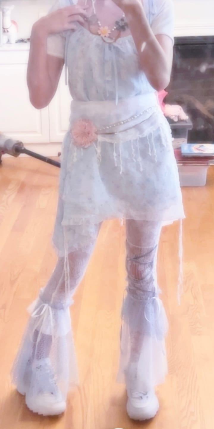 Customer photo review of Rose Island Pink Sea Jellyfish Flared Pants